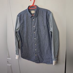 FRANK & OAK Men Casual Button Down Shirt Long Sleeve Size Large 100% Cotton